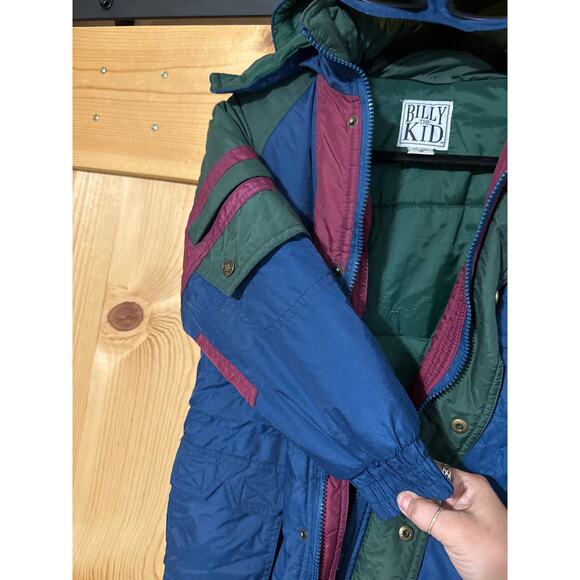 Vintage Billy The Kid Winter Coat with Detachable Goggles Size 7 Rare Blue Green - Picture 7 of 8